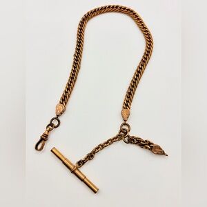 Antique Victorian 1883 Gold Filled Watch Chain with Removable Mechanical Pencil